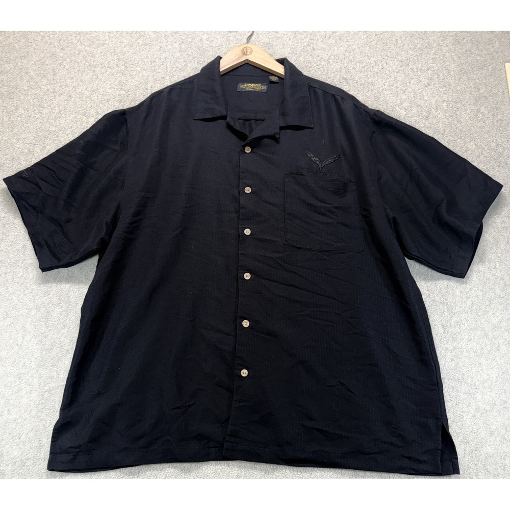 Eagle Dry Goods Mens Button Up Shirt Black Embroidered Stingray Logo Pocket XL